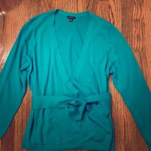 Ann Taylor teal wrap sweater
